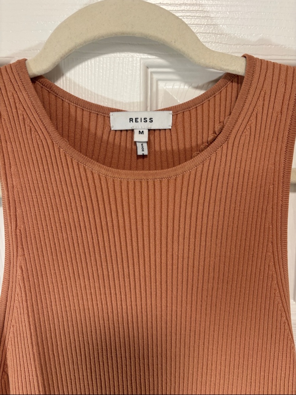Reiss Ribbed Tank Top in Rust - Picture 2 of 4